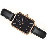 Daniel Wellington Quadro Sheffield Black Dial Leather Strap Watch For Women - DW00100435