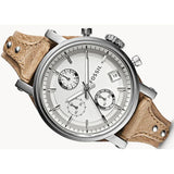 Fossil Boyfriend Chronograph White Dial Brown Leather Strap Watch for Women - ES3625