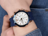 Guess Caliber Chronograph White Dial Blue Silicone Strap Watch for Men - W0864G5