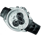 Hugo Boss Driver Chronograph Quartz Silver Dial Black Leather Strap Watch For Men - 1512880