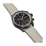 Hugo Boss Grand Prix Chronograph Black Dial Grey Leather Strap Watch for Men - 1513562