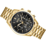 Hugo Boss Champion Black Dial Gold Steel Strap Watch for Men - 1513848