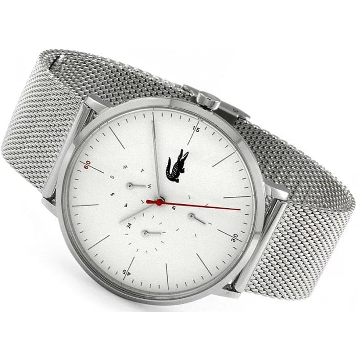 Lacoste Moon Multifunction White Dial Silver Steel Strap Watch for Men - 2011025