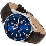 Maserati Competizione Analog Blue Dial Brown Leather Strap Watch for Men - R8851100004