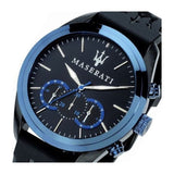 Maserati Traguardo Sports Blue Dial Black Rubber Strap Watch For Men - R8871612006