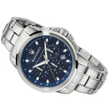 Maserati Successo Chronograph Blue Dial Silver Steel Strap Watch For Men - R8873621002