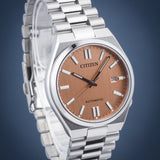 Citizen Tsuyosa Automatic Salmon Orange Dial Silver Steel Strap Watch For Men - NJ0159-86Z