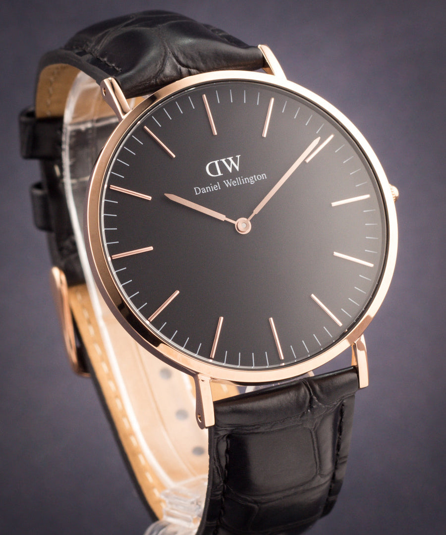 Daniel Wellington Classic Reading Black Dial Black Leather Strap Watch For Men - DW00100129
