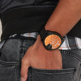 Diesel Mega Chief Chronograph Black Dial Black Steel Strap Watch For Men - DZ4318