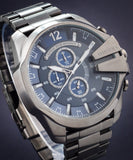 Diesel Mega Chief Chronograph Blue Dial Black Steel Strap Watch For Men - DZ4329