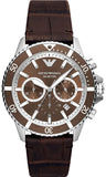 Emporio Armani Diver Chronograph Brown Dial Brown Leather Strap Watch For Men - AR11486