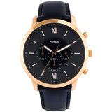 Fossil Neutra Chronograph Black Dial Black Leather Strap Watch for Men - FS5381