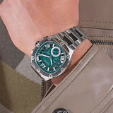 Guess Headline Quartz Green Dial Silver Steel Strap Watch For Men - GW0572G6