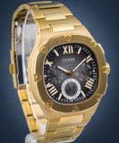 Guess Headliner Multifunction Black Dial Gold Steel Strap Watch For Men - GW0572G2