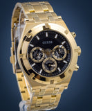 Guess Continental Black Dial Gold Steel Strap Watch for Men - GW0260G2