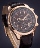 Guess Pursuit Chronograph Brown Dial Brown Leather Strap Watch for Men - W0500G3