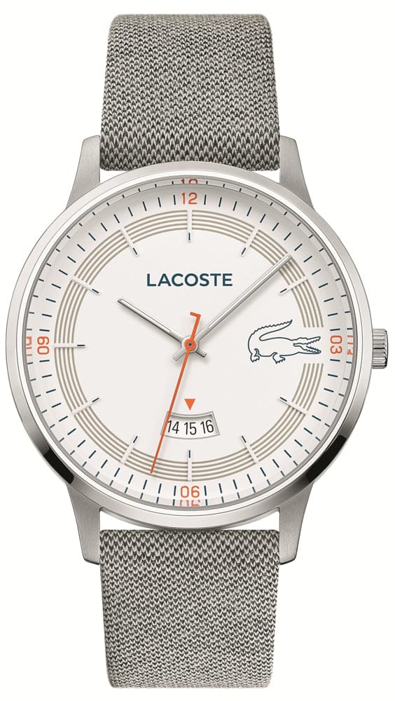 Lacoste Madrid White Dial Gray Leather Strap Watch for Men - 2011031