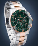 Maserati Competizione Chronograph Green Dial Two Tone Steel Strap Watch For Men - R8873600004