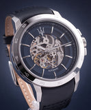 Maserati Ingegno Automatic Blue Skeleton Dial Black Leather Strap Watch For Men - R8821119004