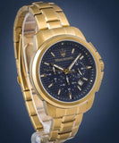 Maserati Successo Chronograph Blue Dial Gold Steel Strap Watch For Men - R8873621021