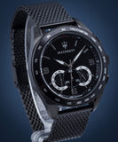 Maserati Traguardo Chronograph Black Dial Black Mesh Bracelet Watch For Men - R8873612031