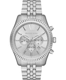 Michael Kors Lexington Chronograph Silver Dial Silver Steel Strap Watch For Men - MK8789