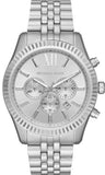 Michael Kors Lexington Chronograph Silver Dial Silver Steel Strap Watch For Men - MK8789