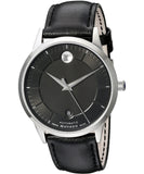 Movado 1881 Automatic Black Dial Black Leather Strap Watch for Men - 606873