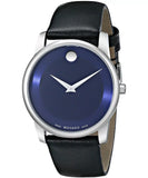 Movado Museum Classic Blue Dial Black Leather Strap Watch for Men - 606610