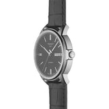 Tissot Automatics III Day Date Black Dial Black Leather Strap Watch For Men - T065.430.16.051.00