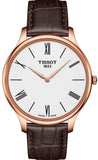 Tissot Tradition 5.5 White Dial Brown Leather Strap Watch for Men - T063.409.36.018.00