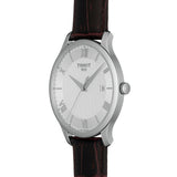 Tissot T Classic Tradition Silver Dial Brown Leather Strap Watch For Men - T063.610.16.038.00