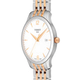 Tissot T Classic Tradition White Dial Two Tone Mesh Bracelet Watch For Men - T063.610.22.037.01