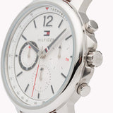 Tommy Hilfiger Landon Chronograph White Dial Brown Leather Strap Watch for Men - 1791531