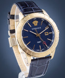 Versace Univers Navy Blue Dial Navy Blue Leather Strap Watch for Men - VEBK00318