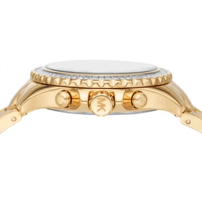 Michael Kors Everest Chronograph White Dial Gold Steel Strap Watch For Women - MK7212
