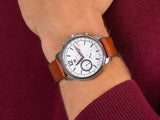 Tommy Hilfiger Landon Chronograph Quartz White Dial Brown Leather Strap Watch for Men - 1791531