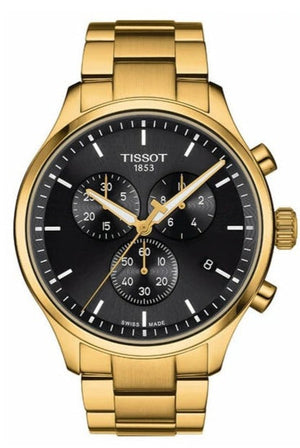 Tissot Chrono XL Classic Black Dial Gold Steel Strap Watch for Men - T116.617.33.051.00