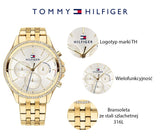 Tommy Hilfiger Ari Multifunction Diamonds Silver Dial Gold Steel Strap Watch for Women - 1781977