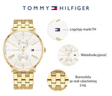 Tommy Hilfiger Jenna Quartz White Dial Gold Steel Strap Watch for Women - 1782069