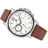 Tommy Hilfiger Landon Chronograph White Dial Brown Leather Strap Watch for Men - 1791531