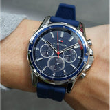 Tommy Hilfiger Mason Blue Dial Blue Rubber Strap Watch for Men - 1791791