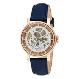 Fossil Original Boyfriend Skeleton White Dial Blue Leather Strap Watch for Women - ME3086