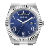 Guess Connoisseur Blue Dial Silver Steel Strap Watch for Men - GW0265G7