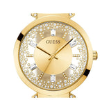 Guess Crystal Clear Analog Gold Dial Gold Steel Strap Watch for Women - GW0470L2