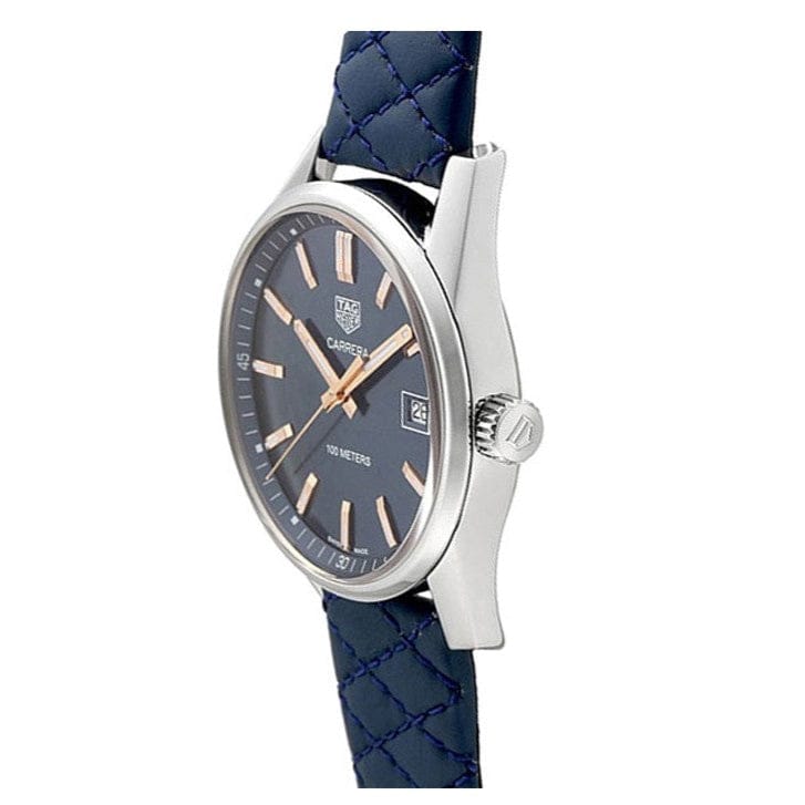 Tag Heuer Carrera Quartz Blue Dial Blue Calfskin Leather Strap Watch for Women - WAR1112.FC6391