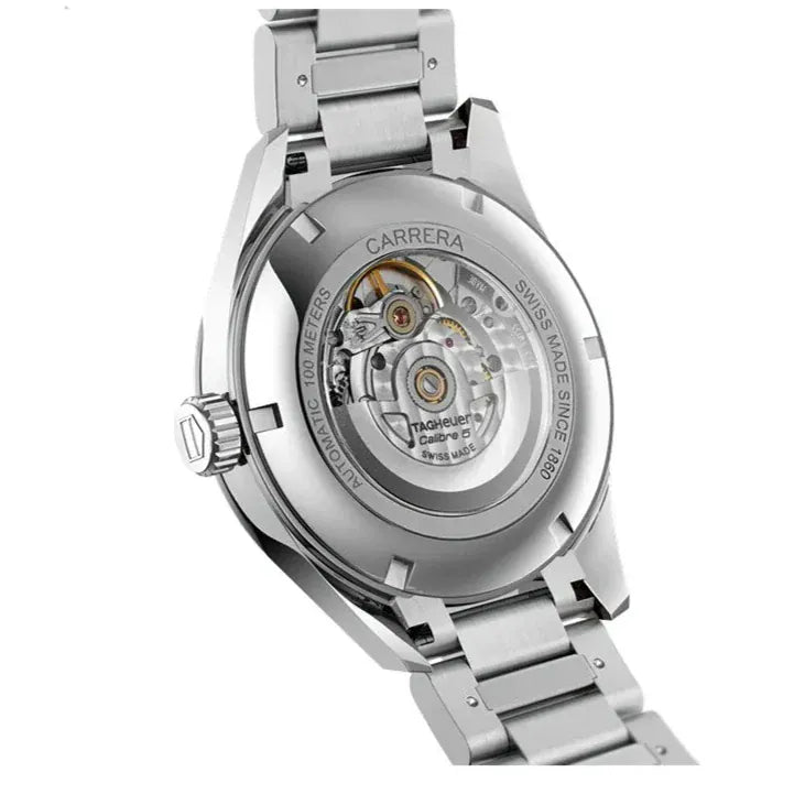 Tag Heuer Carrera Calibre 5 White Dial Silver Steel Strap Watch for Men - WAR201D.BA0723